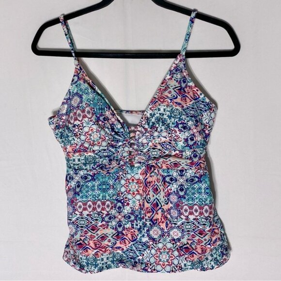 5/$25 George Floral Multicolor Tankini Bikini Top Swim Top L - Picture 13 of 13